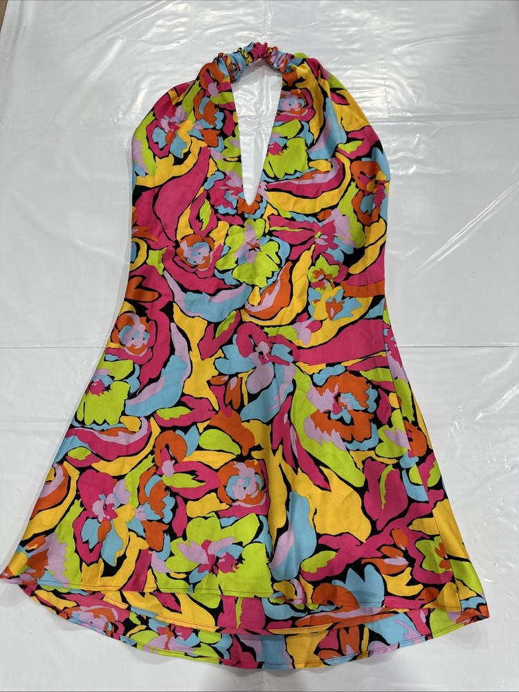 Show Me Your Mumu Jasmine Mini Dress Women Small Multi Floral Halter Neck CEB585