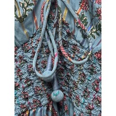 Tuckernuck SAYLOR Blue Floral Metallic Stripe Smocked Mini Dress Womens XS