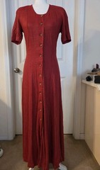 Vintage J Peterman & Co. Rust Button Down Linen Long Dress Sz 8 55&Prime; Long NWOT