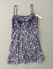 BCBGeneration Size MEDIUM Spaguetti Straps Black Velvet Floral Mini Dress NEW