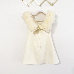 Sonya Moda Nahla Rosette Off the Shoulder Cocktail Mini dress in Butter Yellow