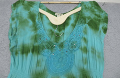 Live And Let Live Tie Dye Crochet Maxi Dress Women XL Green Blue Boho Festival