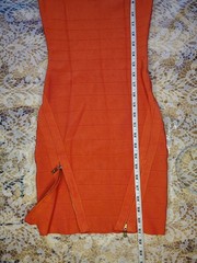 Guess Women&rsquo;s Bodycon Pencil Dress XS Orange Ribbed Zipper Sexy EUC