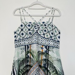 Camilla Jardim Party Strap Detail Maxi Dress Size Large Silk Linen Embellished