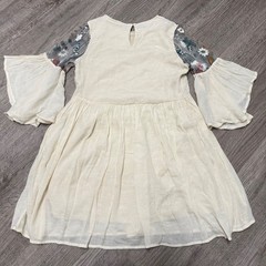 Altar&rsquo;d State Floral Embroidered Mesh Bell Sleeve Mini Dress Cream XS Boho Fairy