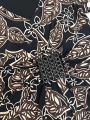 Perception Womens STRETCH Black Brown Beige Floral Fit & Flare Dress 10 Petite