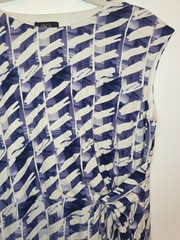 M&Co Blue White Patterned Colourful Knee Length Summer Day Dress Size 14 Party