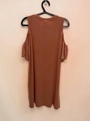 Hem & Thread Pearl Embellished Cold Shoulder Ribbed Dress Size S Mauve