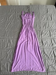 Wanessa Saraiva Maxi Dress Purple Chiffon Square Neck Strappy Lined Casual M
