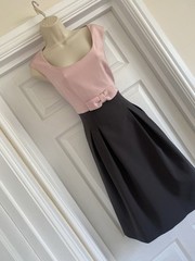 EXQUISITE PHASE EIGHT SIZE 10 USA 6 SOFT BLUSH & BLACK FIT &FLARE PARTY DRESS
