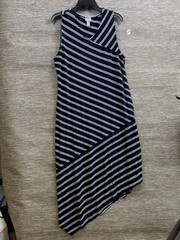 Chico&rsquo;s Nautical Sailing Dress Size 3 US XL Navy Striped Stretch Preppy Beachy