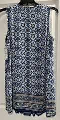 Signature Studio Women&rsquo;s Large Floral Geometric Sleeveless Dress Indigo Blue