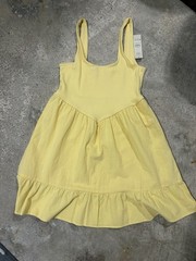 No Boundaries Yellow Ribbed Smocked Ruffle Hem Sundress, M (8-10)