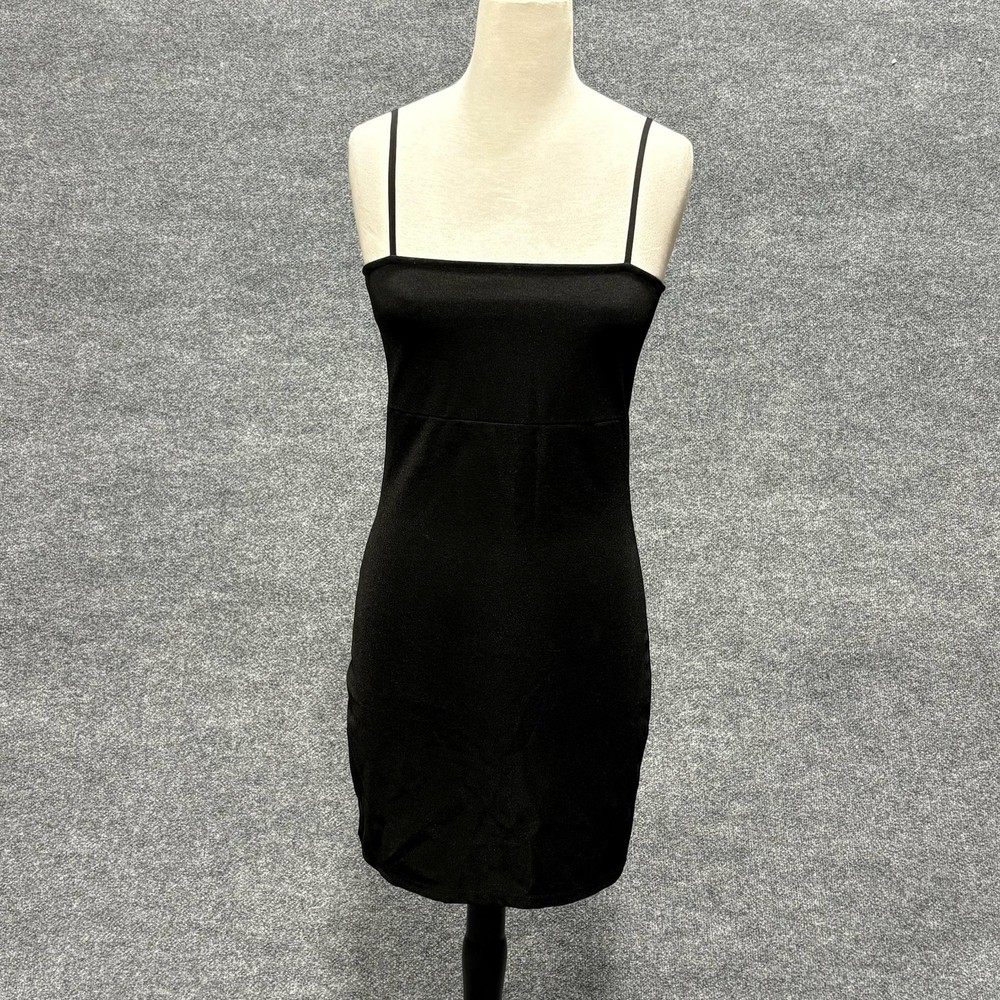 Lucca Couture Dress Womens Medium Black Square Neck Bodycon Slip Mini Stretch