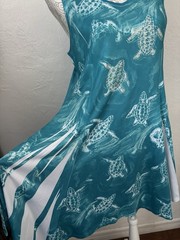 India Boutique Dress Womens One Size Blue Sea Turtle Sparkles Beach Lace Back