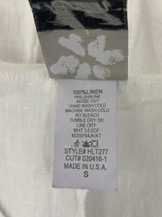 Match Point Small White Linen Elastic Hem Sleeveless Dress Layered Back Pockets