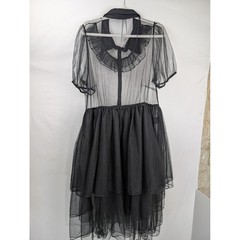 Disturbia Sheer Mesh Whimsigoth Maxi Dress Sz L Black Fairy Goblin Witchy Ruffle