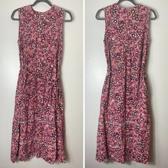 FAHERTY DRESS M ISHA LINEN FLORAL MIDI PINK COTTAGECORE MILKMAID FALL BOHO