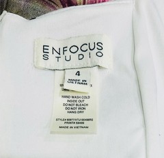 Enfocus Studio White Metallic Floral Sheath Cold Shoulder Sweetheart Knee SZ 4