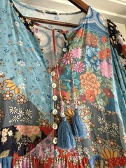 SPELL & THE GYPSY Cha Cha Patchwork Midi Dress Boho size M Jewel Colorway
