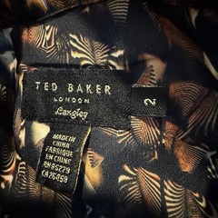 Ted Baker Langley Shirt Dress Midi Black Brown Animal Print Sz 2 / US S Small