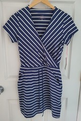 NWT VINEYARD VINES Sankaty Nautical Striped XS Womans Faux Wrap Dress Preppy