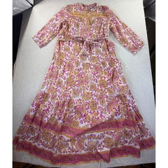 Lola Australia Women&rsquo;s Small Pink Orange Floral Cottagecore Maxi Dress NWOT