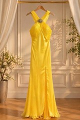 Riva Designs Vibrant Yellow Cross-Back Gown Size 2 NWOT