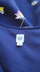 Vintage 90s GAP Button Front Navy Blue Floral Daisy Midi Dress Whimsigoth XS 2