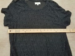 Lou & Grey Women&rsquo;s Black Short Sleeve Crochet Lace Dress Stretch Pockets Casual