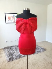 Sequin Big bow Front Dress/DateNight dress/Red party dress/Valentine Party Dress