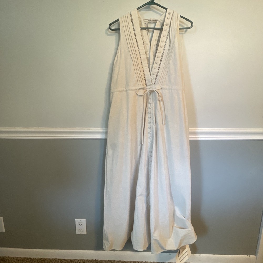 Chicwish linen Cotton blend button front dress Size Large