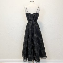 Vintage 90s Y2K Dress Black Silver Beaded Goth Gothic Whimsigoth Formal M/L