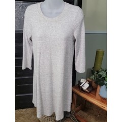 EUC Fortune & Ivy Grey Pattern 3/4 Sleeve Knit Dress Crew Neck Woman Size S