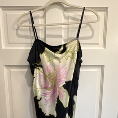 Conditions Apply Medium Black Floral Maxi Slip Dress Adjustable Straps (Anthro)