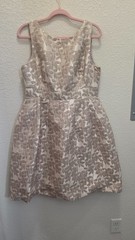 Metallic Floral Romantic Brocade Cocktail Dress Wedding Party Fit Flare Size 12