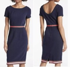 Boden US 4P Kaia Ottoman Blue Dress with Pink/Green Trim Size