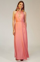PRIVACY PLEASE Pink True Wrap Halter Tie Neck Hi-Slit Maxi Dress S 4/6 Nordstrom