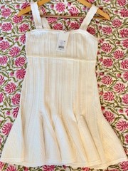 NWT LoveShackFancy Tabatha Stretch Pointelle Mini Dress In White Tea, NEVER WORN