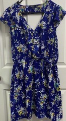 Bebop Junior XL Blue W/yellow Floral Print V Neck&Elastic Waist Dress. Comfy
