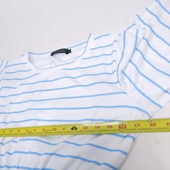 Merokeety Womens Dress M Blue White Stripe Short Sleeve Tied Pocket Nautical