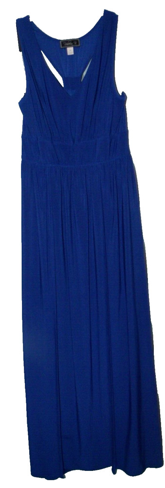 Rebecca B. Solid Blue V-Neck Sleeveless Knit Long Shift Dress Size 16