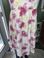 Halter Sundress Pink Red Roses Print Sz 10 Cotton Homemade
