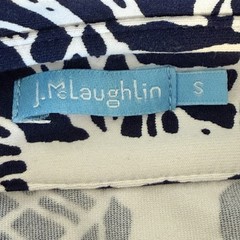 J.McLaughlin Shirt Dress S Blue Multicolor Geometric Button Down Stretch Travel
