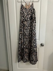 Nicole Miller New York Abstract Print Maxi Slip Dress With Pockets Size S