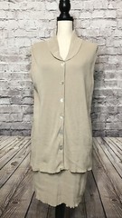UNITED STATES SWEATERS Vintage Women&rsquo;s Beige Button Front Top & Skirt Set Size M