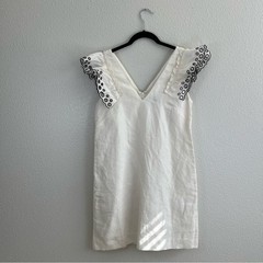J. Crew Ivory Eyelet Flutter Sleeve Textured Sheath Dress 6