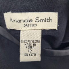 Amanda Smith Dress Lined Black Sheath Knee Length Lattice Back Women&rsquo;s Size 12