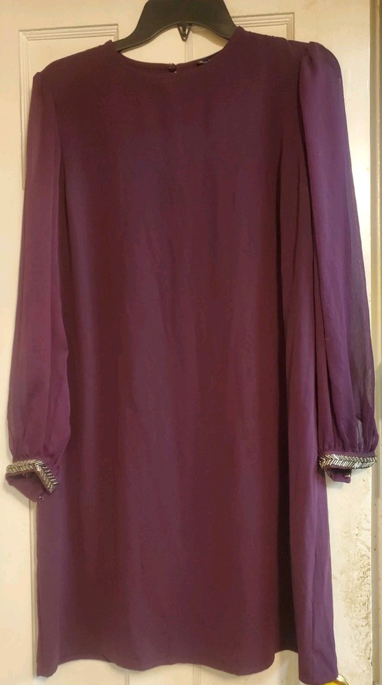 SIMPLY STATED Purple Chiffon Lined Embellished Beaded Cuff Sleeve WOMEN&rsquo;S Size 6
