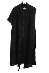 Crea Concept Black Linen Gauze Asymmetric One Sleeve Vest Dress Tie Closure 38